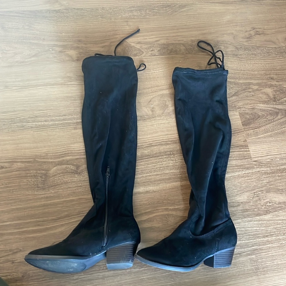 SO by Sonoma over the knee high boot fabric with ties 6